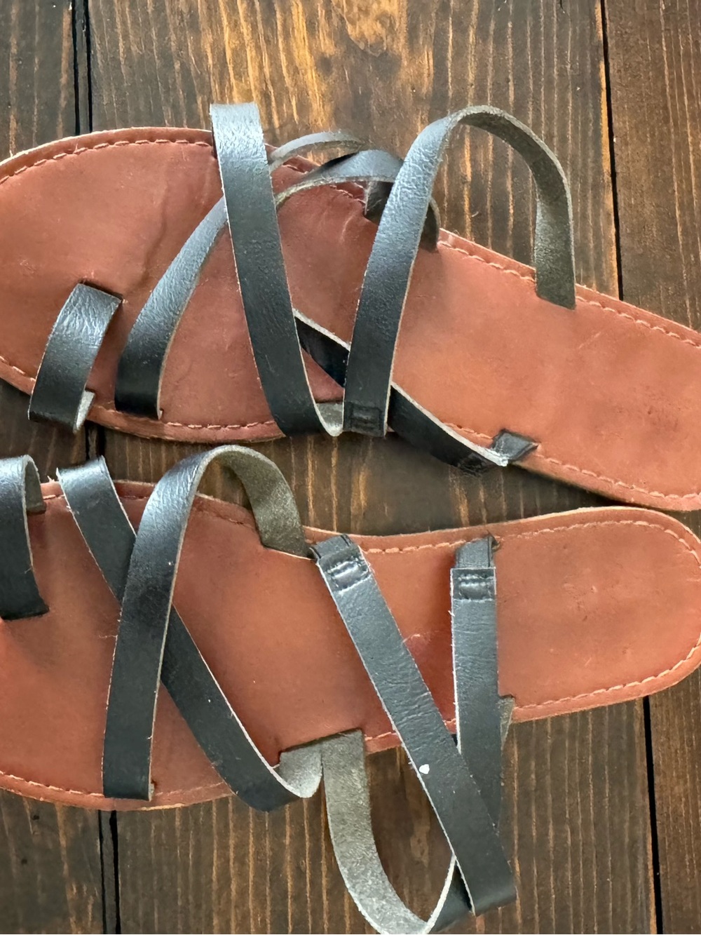 Brown Sandals with Black Leather Straps